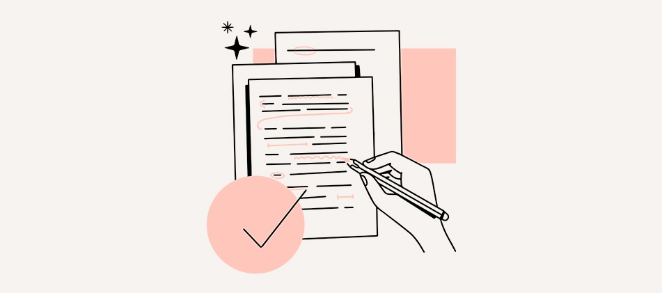 Illustration av en textkorrigering