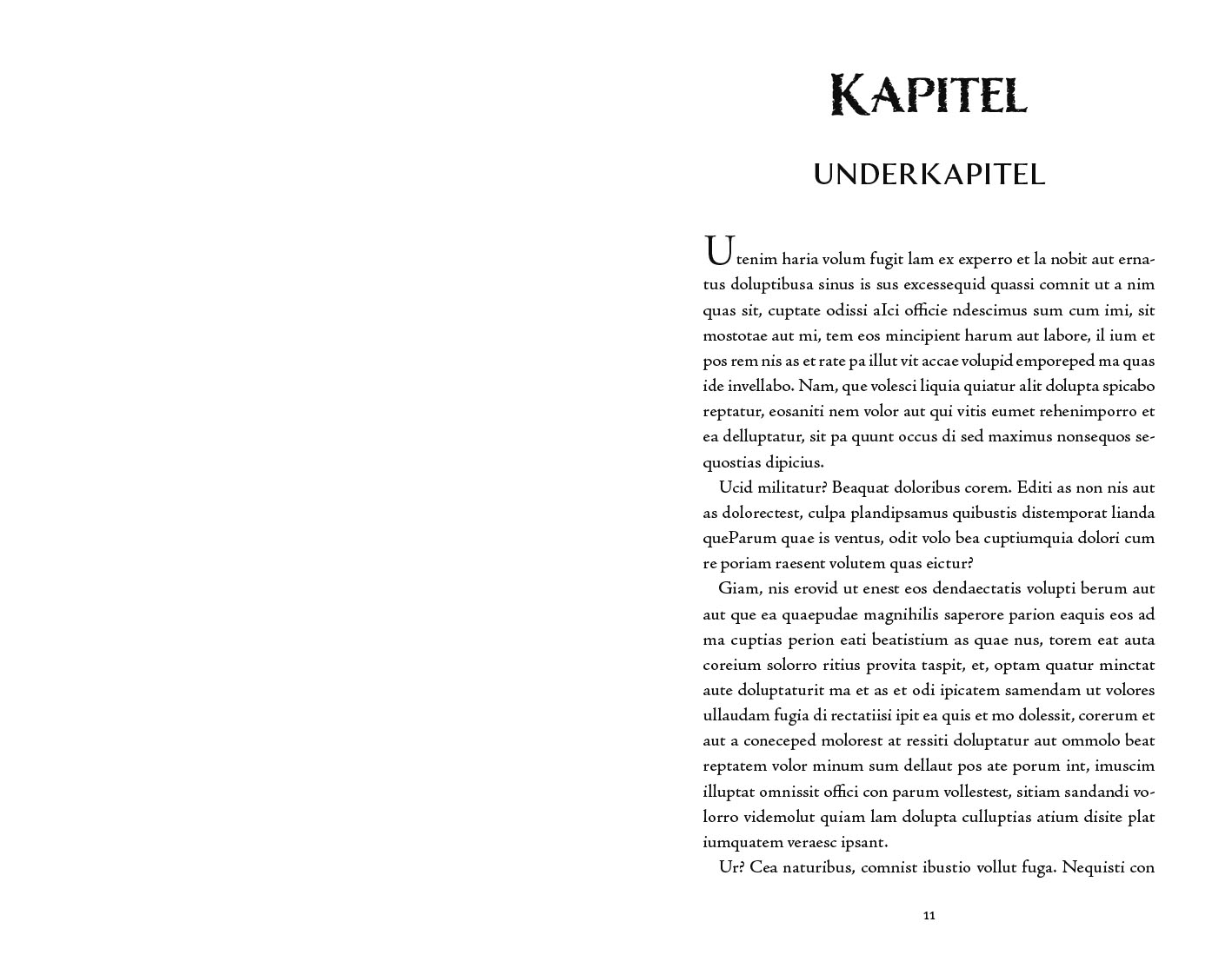 Exempel kapitel design fantasy variant individuell