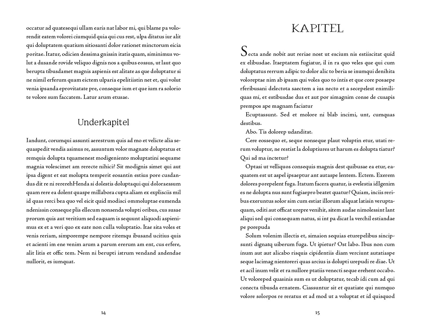 Exempel underkapitel design fantasy variant modern