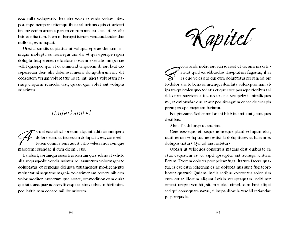 Exempel underkapitel design kärleksroman variant individuell