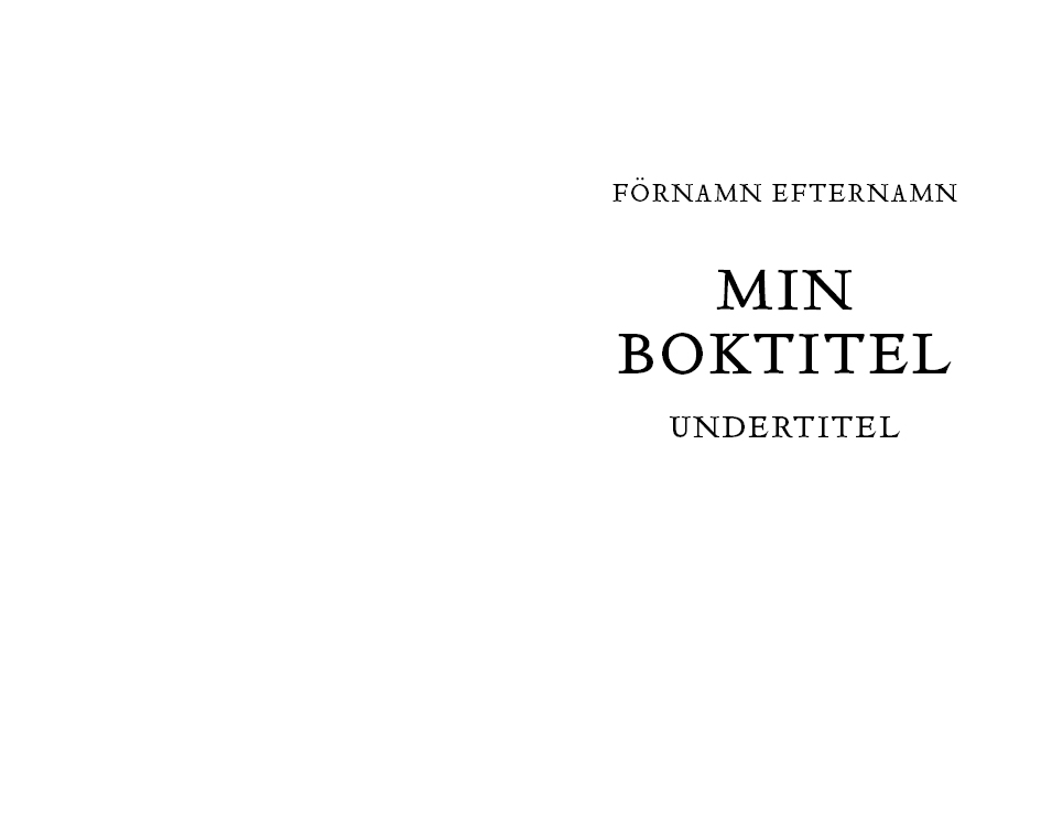 Exempel titel sida design kärleksroman variant klassisk