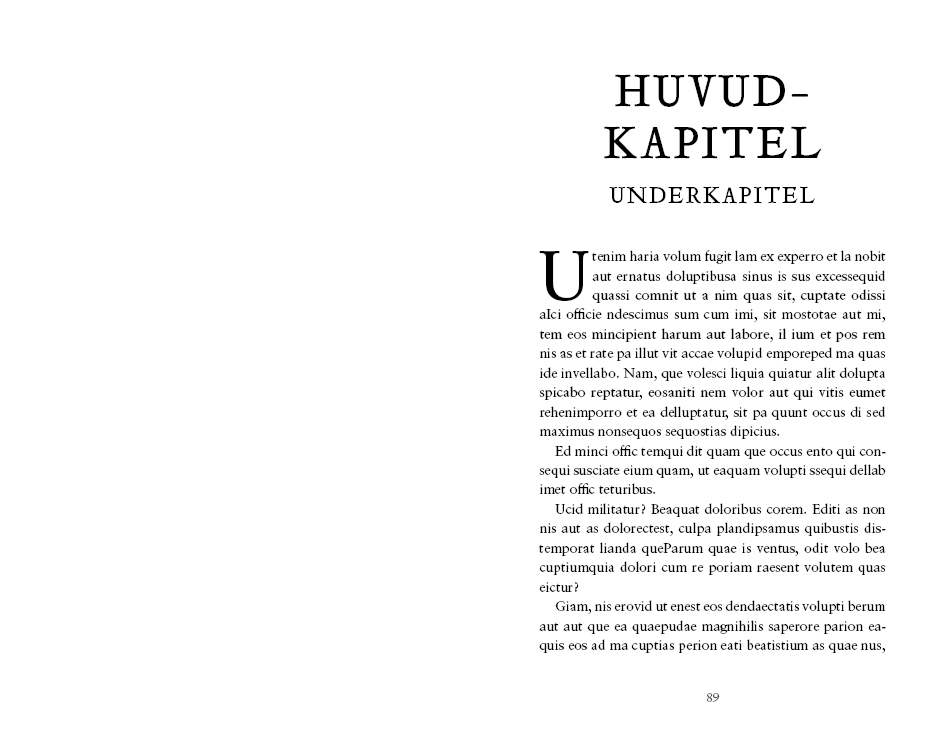 Exempel kapitel sida design kärleksroman variant klassisk