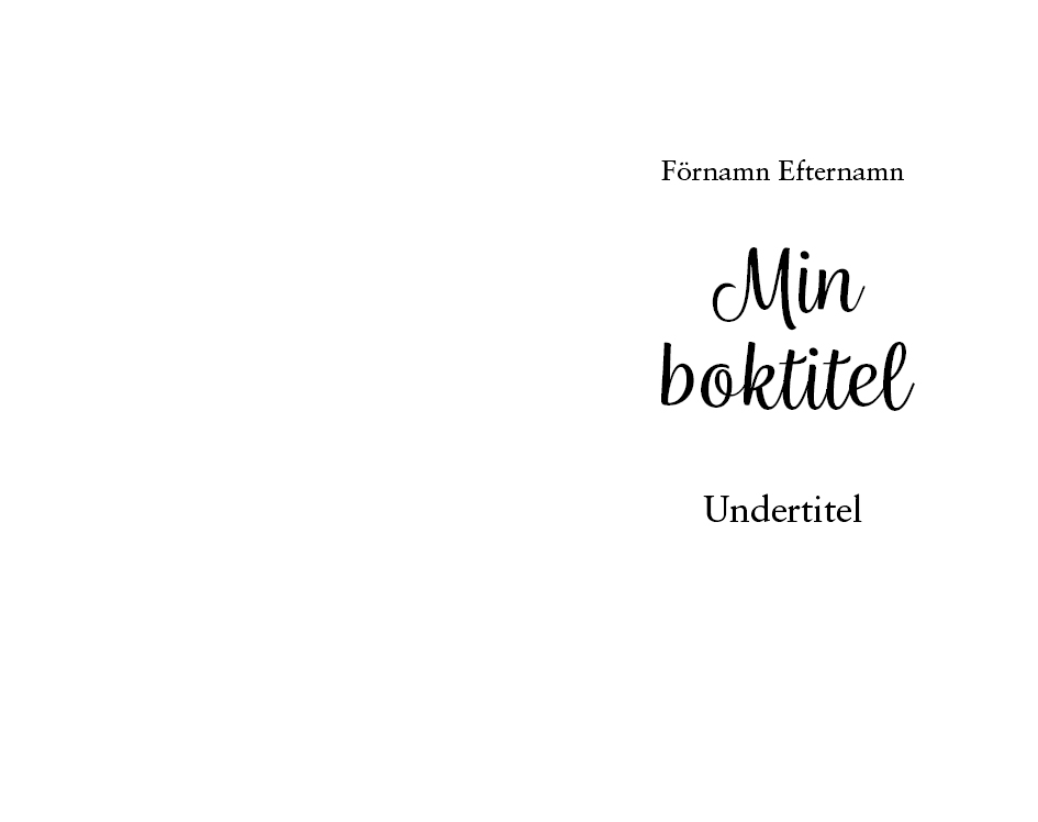 Exempel titelsida design kärleksroman variant modern