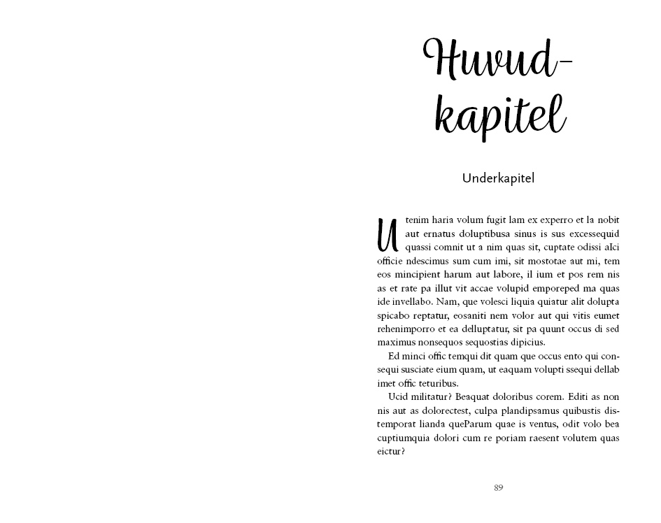 Exempel kapitel design kärleksroman variant modern