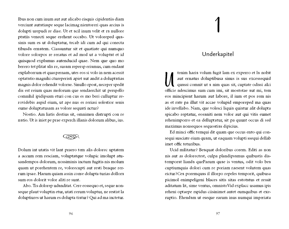 Exempel underkapitel design kärleksroman variant modern