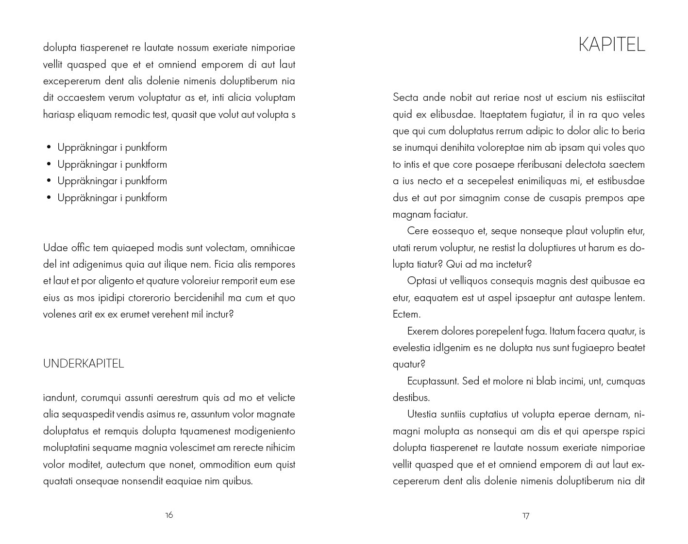 Exempel underkapitel design vägledningsbok variant modern