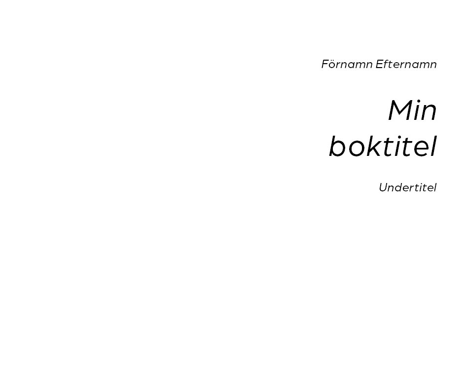 Exempel titel sida design skönlitteratur special variant individuell