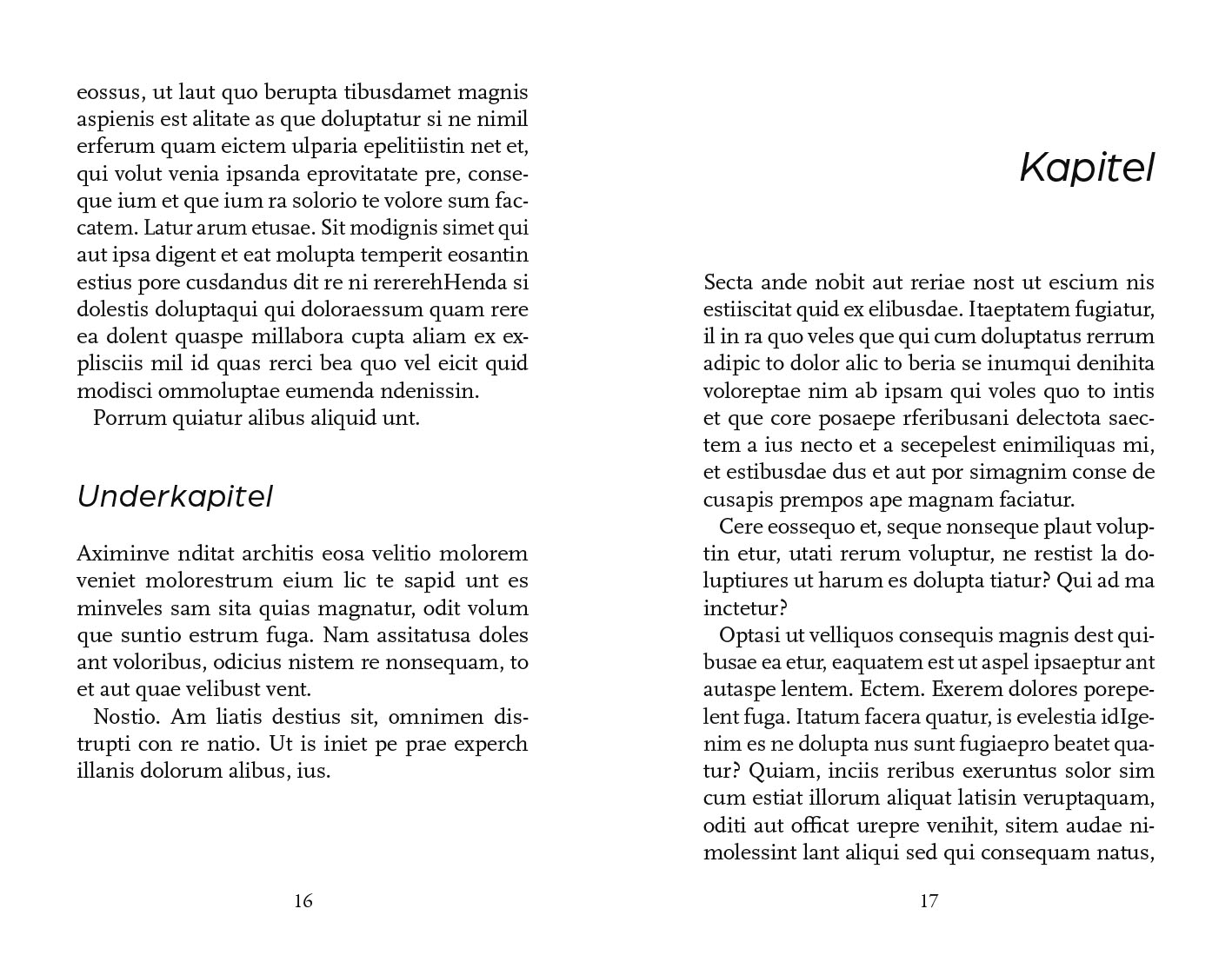 Exempel underkapitel design skönlitteratur special variant individuell