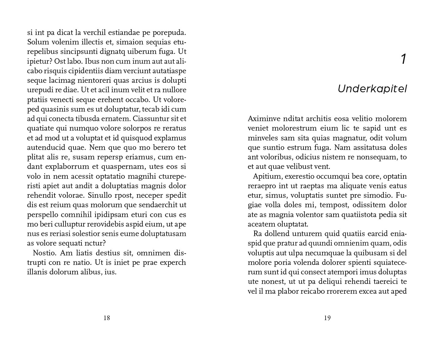 Exempel kapitel numrerad design skönlitteratur special variant individuell