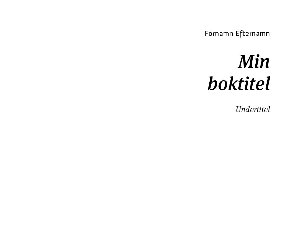 Exempel titel sida design skönlitteratur special variant klassisk