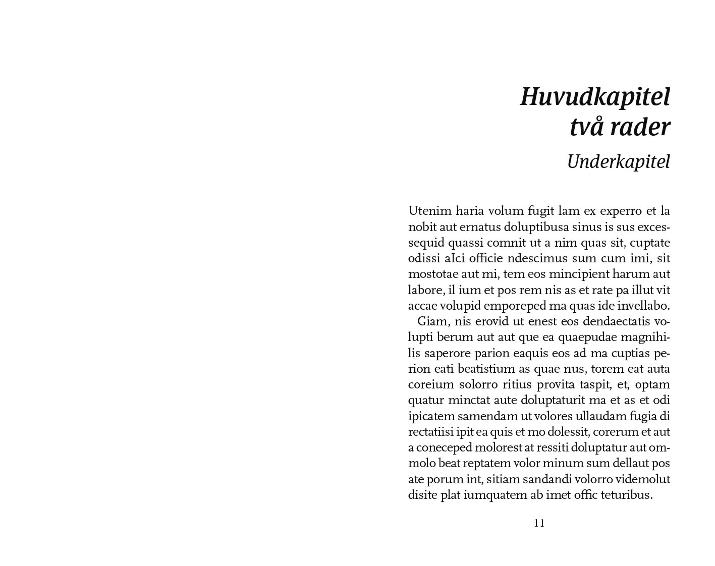 Exempel kapitel design skönlitteratur special variant klassisk