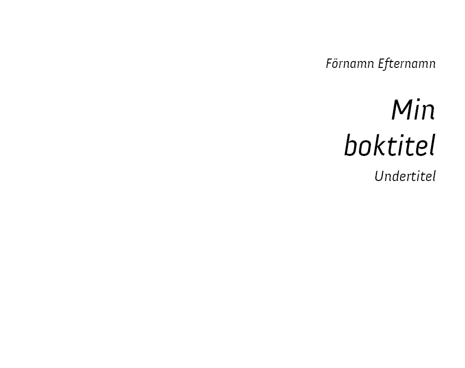 Exempel titel sida design skönlitteratur Special variant modern