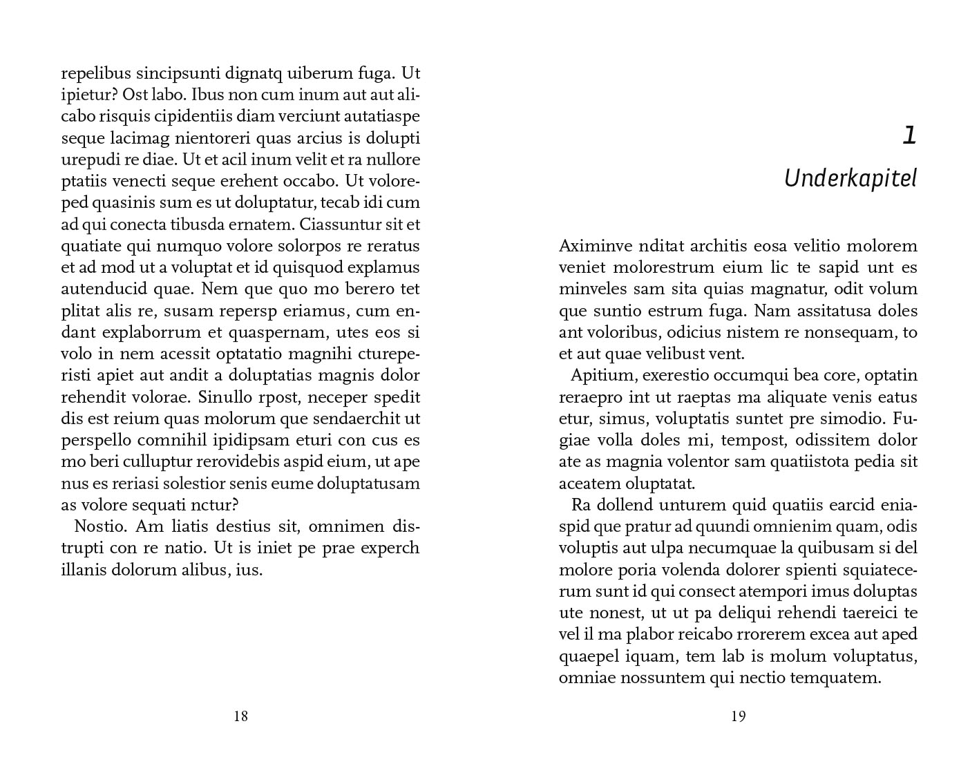 Exempel kapitel numrerad design skönlitteratur special variant modern