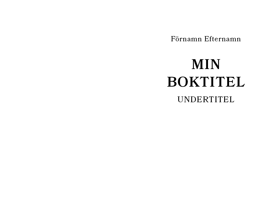 Exempel titel sida design skönlitteratur universal variant klassisk