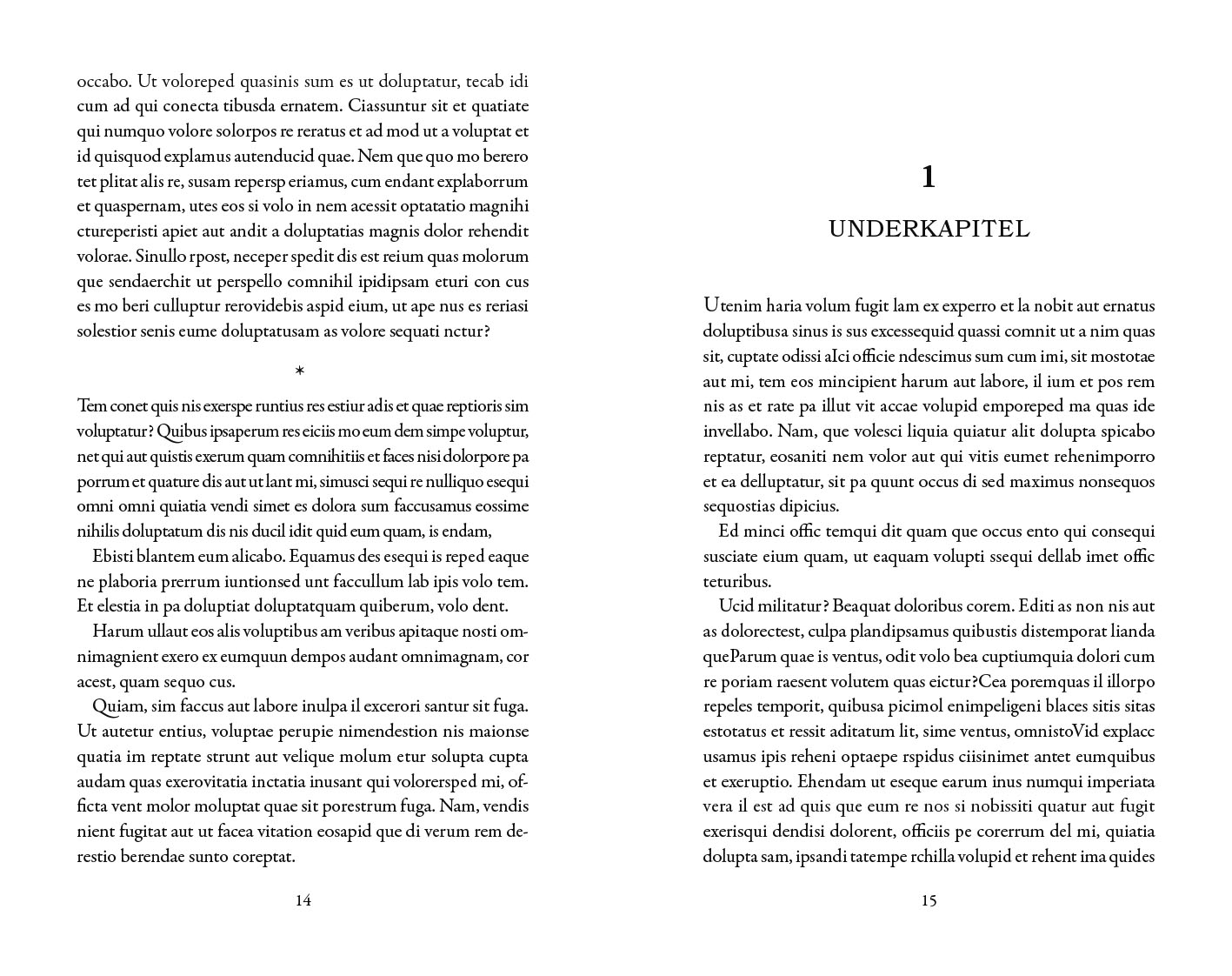 Exempel kapitel numrerad design skönlitteratur universal variant klassisk