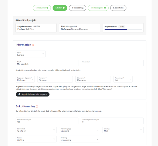 Kundportal myBoD-bokens metadata